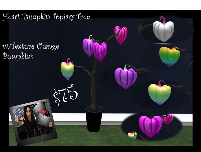 Pinks & Purples - Halloween Heart Pumpkin Topiary - Texture Cha