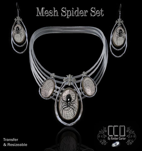 CCD - Mesh Halloween Spider Necklace & Earrings Set