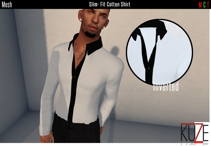 .kuZe. Slim- Fit Cotton Shirt - Inverted