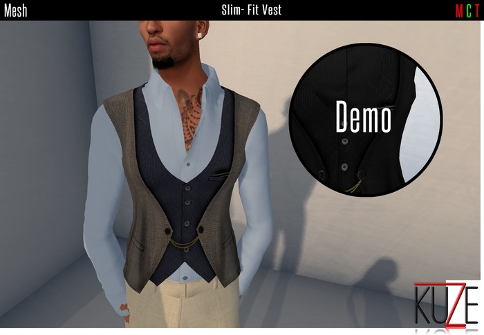 .kuZe. Slim- Fit Vest - Grey Herringbone [demo]