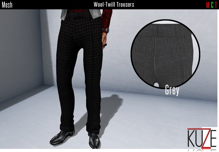 .kuZe. Wool-Twill Trousers - Grey