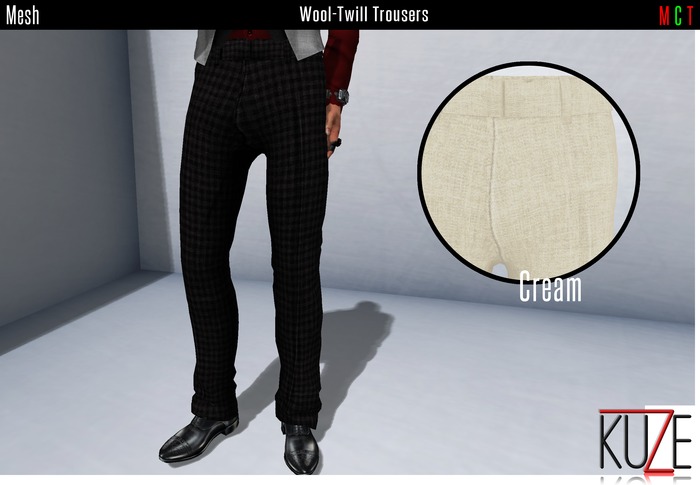 .kuZe. Wool-Twill Trousers - Cream