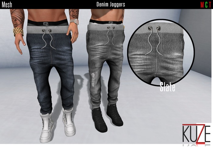.kuZe. Denim Joggers - Slate