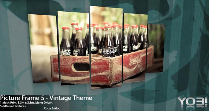 -YOB!- Mesh Picture Frame 5 - Low Prim - Vintage