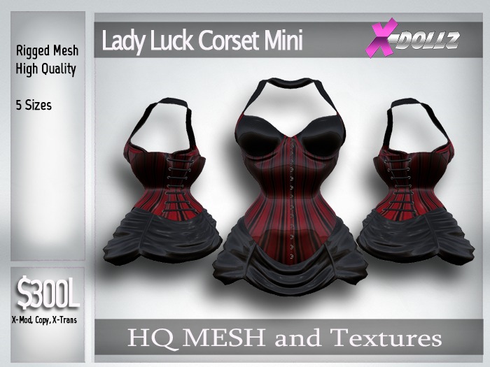 X-DOLLZ Lady Luck Corset Mini RED STRIPES