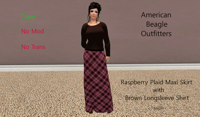 ABO - Raspberry Plaid Maxi Skirt & Top Set 