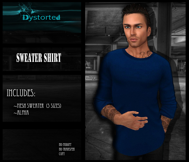 .:Dystorted:.Mens Sweater Blue