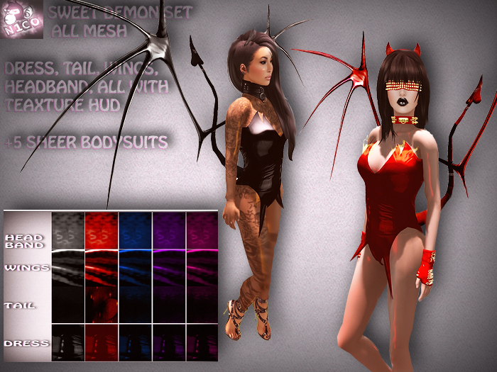 N1CO Sweet Demon with wings tail headband mesh Demo boxed