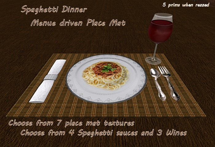 Spaghetti Dinner Placemat