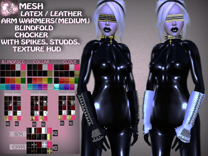 N1CO Leather/Latex Arm warmers SET - Medium (mesh) + HUD BAGGED