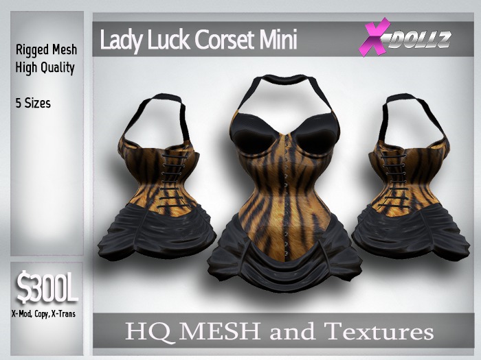 X-DOLLZ Lady Luck Corset Mini TIGER STRIPES