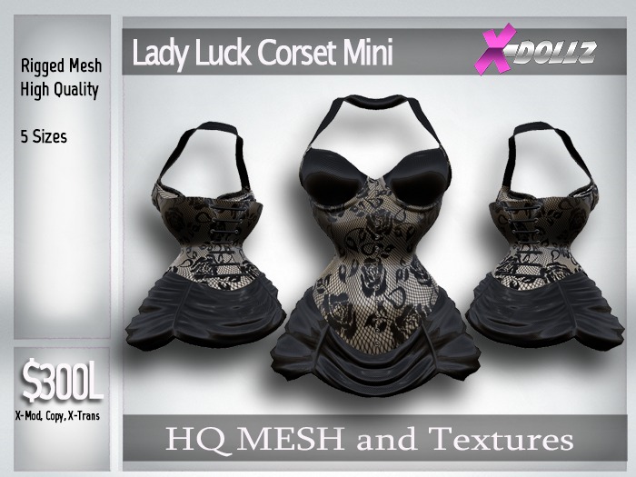 X-DOLLZ Lady Luck Corset Mini VINTAGE FISHNET