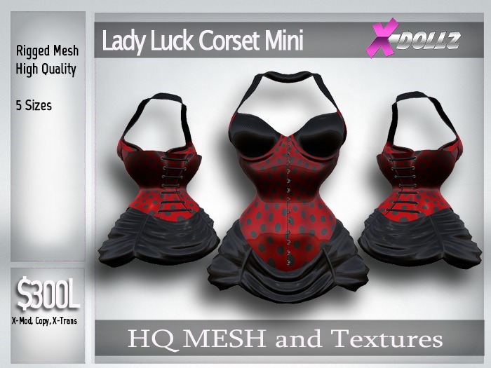 X-DOLLZ Lady Luck Corset Mini RED POLKADOT