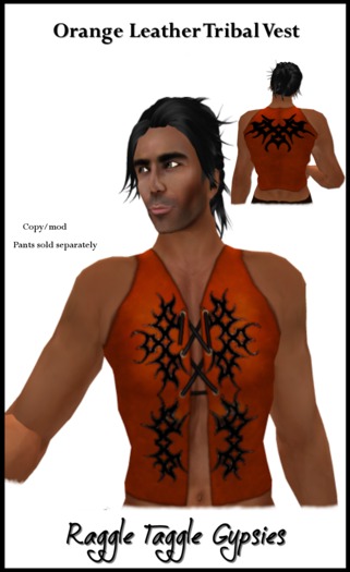 RTG Orange Leather Vest Tribal 