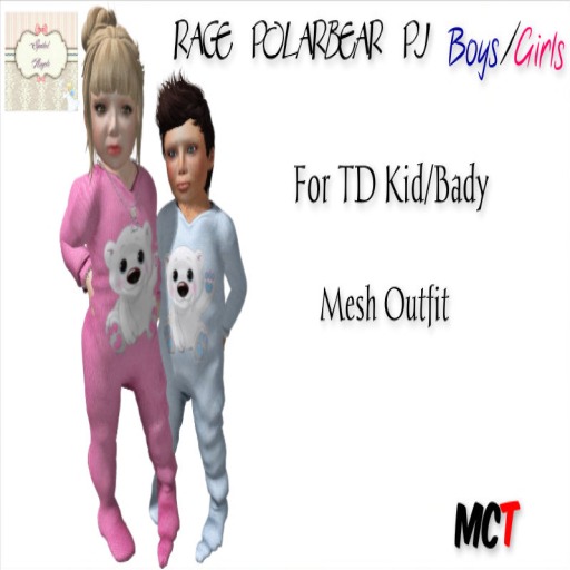 [S][A] Rage Polarbear PJ Pink/Blue - Kid/Baby