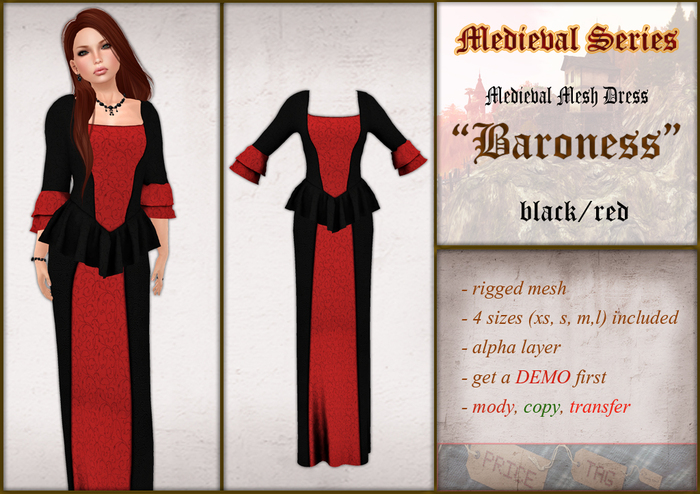 'PT* Baroness Dress -black/red