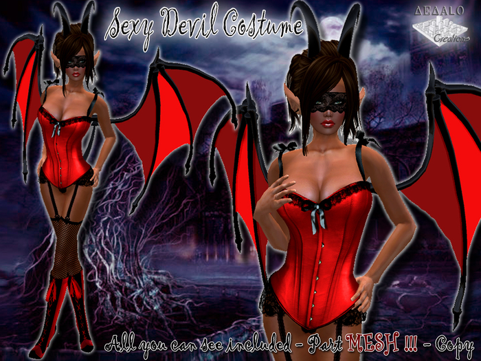 Sexy Devil Costume - Mesh - all you can see included - * SPECIAL PRICE Halloween Promo *  - Dedalo Creations - 