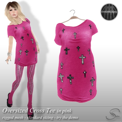 [Stellar] Oversized Cross Tee in pink