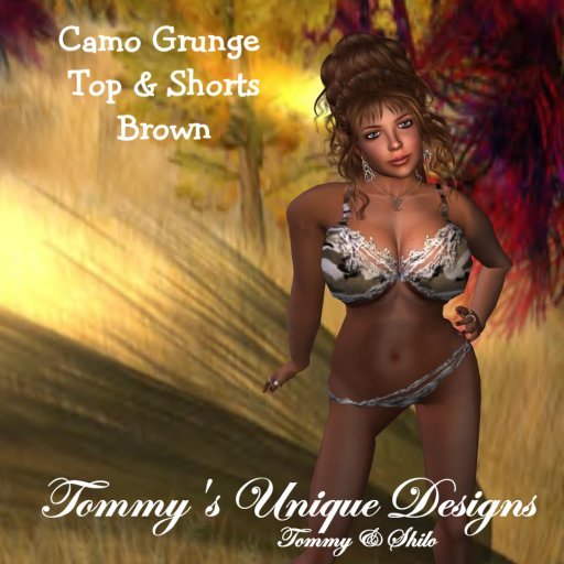 CAMO GRUNGE TOP & SHORTS BLUE