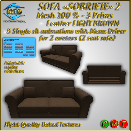 MTD-SOFA 2 "SOBRIETE" LIGHT BROWN-MESH-8 Poses