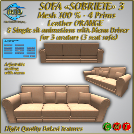 MTD-SOFA 3 "SOBRIETE" ORANGE-MESH-8 Poses