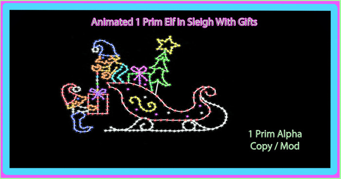 Animated  Alpha Elfs  In Sleigh With Gifts