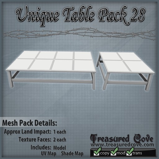 -TC- Unique Table Pack 28 Mesh 50% Discount!!