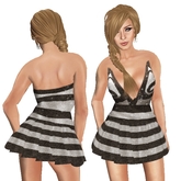*VLC* Just For Fun - BUSTed (black and white prison stripe dress with glitter)