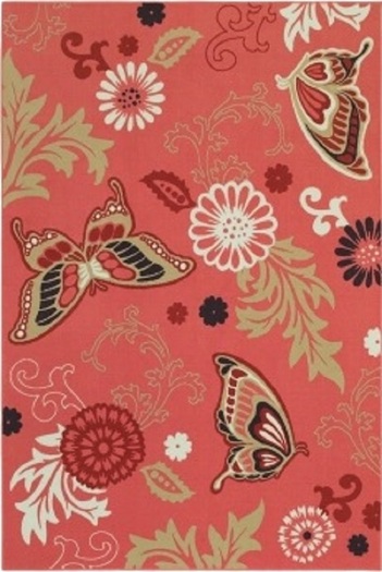 Orange And Butterlies Rug