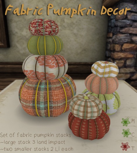 ~Doolally~ Fabric Pumpkin Decor BOXED