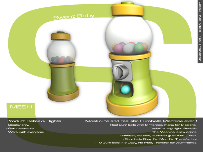 Sweet Baby - GumBall Machine Yellow Green
