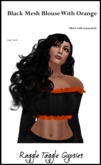 *RTG Black/Orange Mesh Off Shoulder Peasant Blouse (boxed)