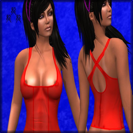 Latex X-Back Red Top
