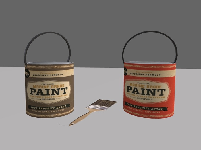 cans of paint and brush
