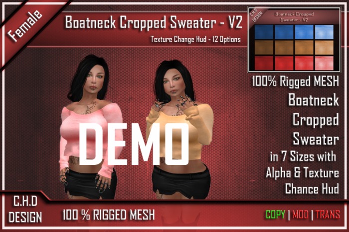 DEMO - .::[> C.H.D <]::. Mesh_Boatneck Cropped Sweater - V2