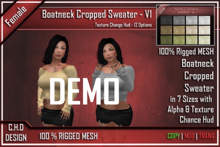 DEMO - .::[> C.H.D <]::. Mesh_Boatneck Cropped Sweater - V1