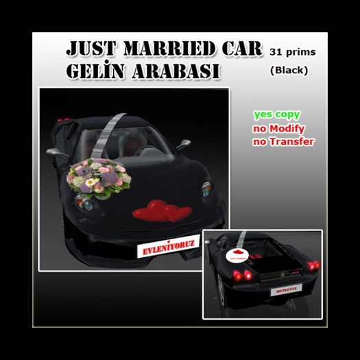 Second Life Marketplace - Gelin Arabasi/just Married Car (Black)