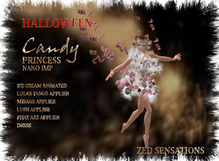 250 Zed Sensations*.Halloween Candy Princess outfit Nano Imp