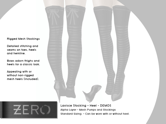 [ zerO ]  Lavisce Rigged Mesh Stocking + Heel  - DEMO (BOX)