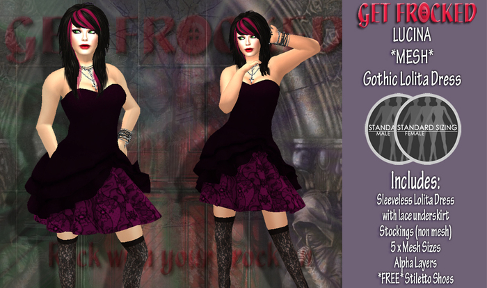 LUCINA Mesh Gothic Dress - Fushia