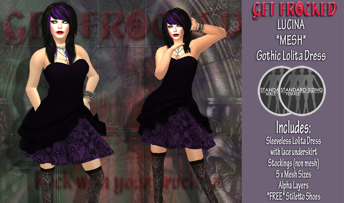 LUCINA Mesh Gothic Dress - Purple