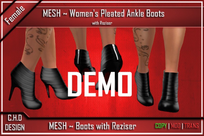 DEMO - .::[> C.H.D <]::. MESH Pleated Ankle Boots Black