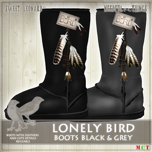 ::LEO-NT:: Lonely Bird Boots <3 [black & grey]