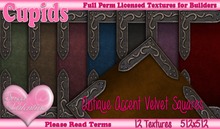 *Cupids Textures * 12 ANTIQUE ACCENTED VELVET SQUARES