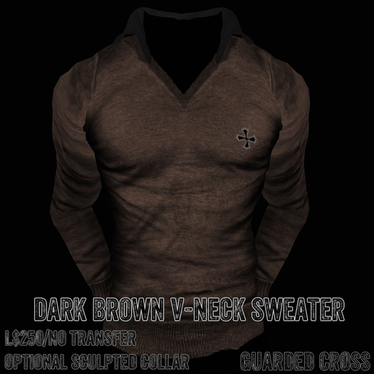 * GUARDED CROSS/Men’s-Wear * D. Brown V-Neck Sweater