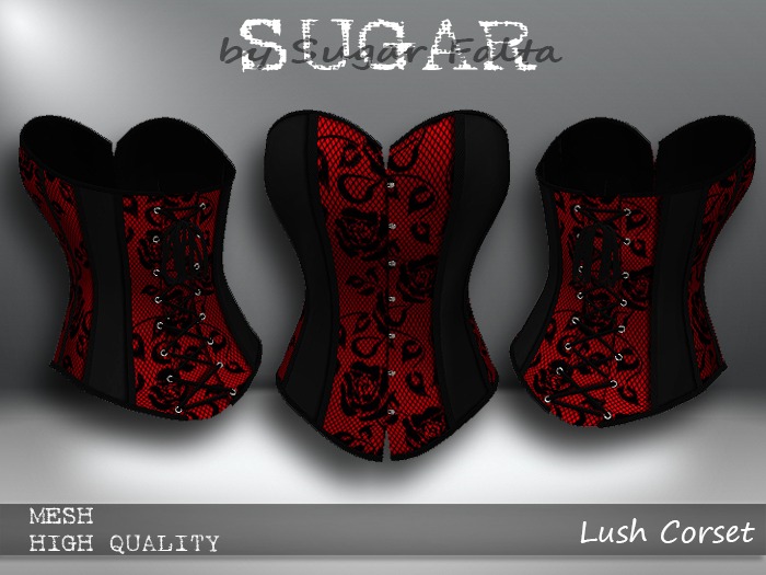 SUGAR - Lush Corset - FISHNET CRIMSON