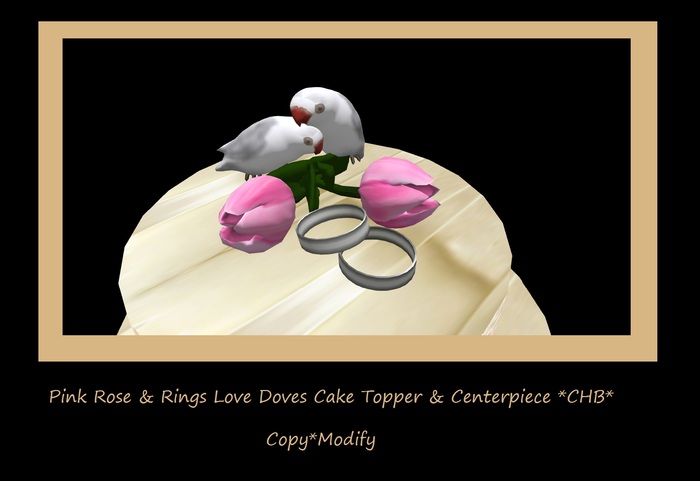 Pink Rose & Rings Love Doves Cake Topper & Centerpiece *CHB* 