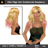 A&A Olga Hair Goldblonde-Raspberry (Special Color). Long flexi curly with menu colorable streaks