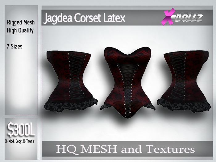 X-DollZ Jagdea Corset RED FISHNET LATEX