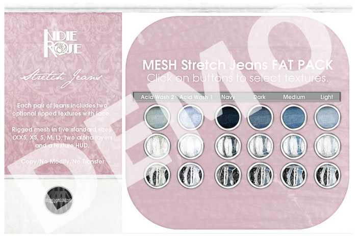 ~*INDIE ROSE*~ MESH Stretch Jeans DEMOS
